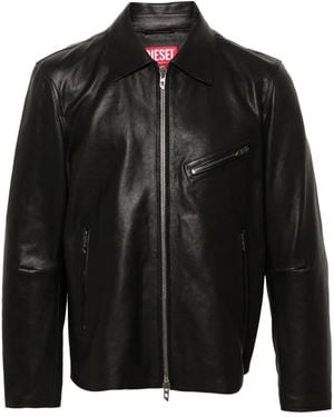 DIESEL L-Korn Leather Jacket - Black