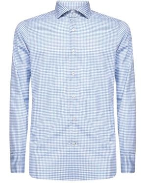 D4.0 Checked Cotton Shirt - Blue