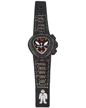 Walter Van Beirendonck New Bead-Embellished Embroidered Cotton Bracelet - Black