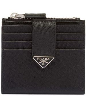 Prada Saffiano Logo Wallet in Black for Men Lyst UK