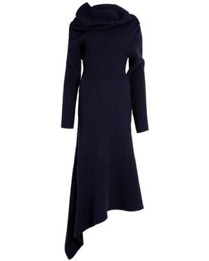 A.W.A.K.E. MODE Patchwork Ribbed-Knit Asymmetric Dress - Blue