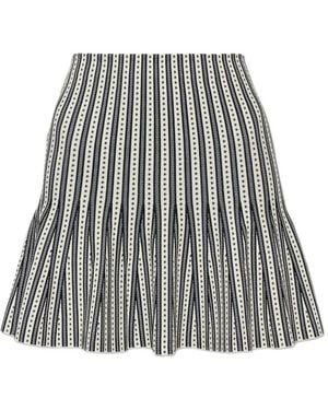 McQueen Minifalda Acampanada A Rayas - Blanco