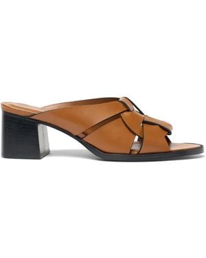 SCAROSSO Aida Woven Leather Sandals - Brown