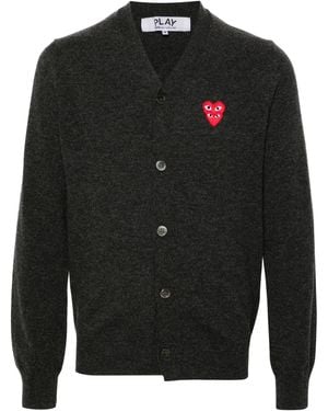 COMME DES GARÇONS PLAY Heart-Patch Wool Cardigan - Black