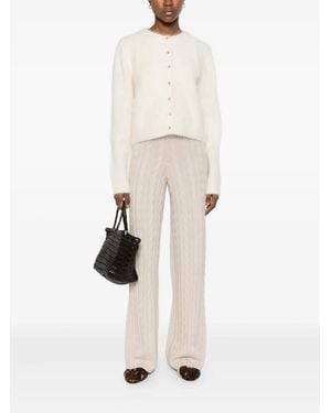 Soft Goat Cable Knit Pant Wide Leg - White