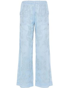P.A.R.O.S.H. Rilda Beaded Wide-Leg Pants - Blue