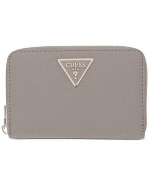 Guess Laurel Logo-Plaque Pebbled-Effect Wallet - Gray