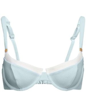 KARL LAGERFELD Top Bikini Signature Con Ciondolo - Blu