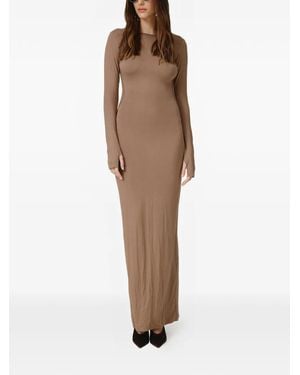Pink Open-Back Maxi Dress - Natural