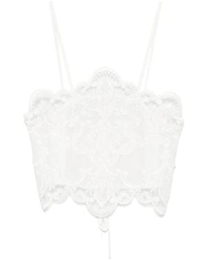 Maurizio Mykonos Floral-Embroidery Top - White