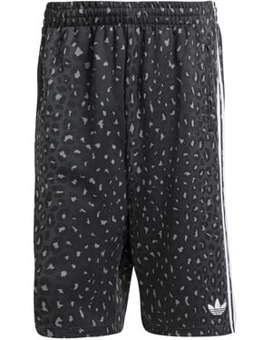adidas レオパード ストライプ トラックショーツ - グレー