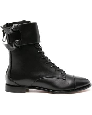 Alexandre Birman アーモンドトゥ レザーブーツ - ブラック