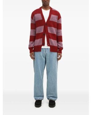 Aries Striped Cardigan - Red