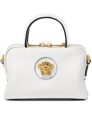Versace La Medusa Leather Mini Tote Bag - White