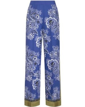 Etro Pantaloni blu a fiori