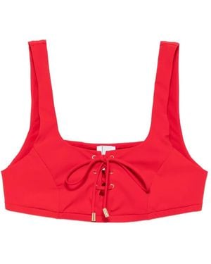 Moschino Lace-Up Bikini Top - Red