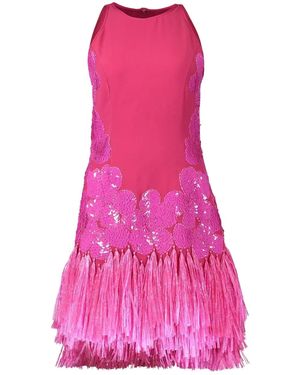 Naeem Khan スパンコールトリム ミニドレス - ピンク