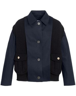 Barrie Cashmere-Paneled Cotton Raincoat - Blue