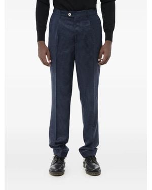 Brunello Cucinelli Pantalon Plissé À Motif Pied-De-Poule - Blue