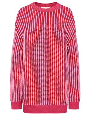 12 STOREEZ Striped Chunky-Knit Jumper - Red