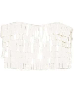 Circus Hotel Fringed Strappy Top - White