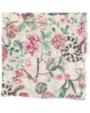 Mouleta Floral-Print Frayed Scarf - Pink