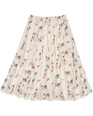 Bimba Y Lola Pleated Floral-Print Skirt - Natural