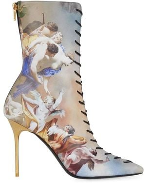 Balmain Botines Con Estampado Gráfico - Blanco