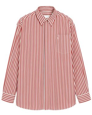 Ami Paris Camicia A Righe Con Dettaglio Ami De Coeur Goffrato - Rosa