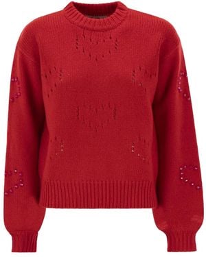 MC2 Saint Barth Danya Heart-Motif Jumper - Red