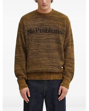 No Problemo Crew-Neck Logo-Detail Sweater - Brown