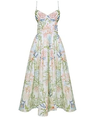 PATBO Cut-Out Floral-Print Midi Dress - White