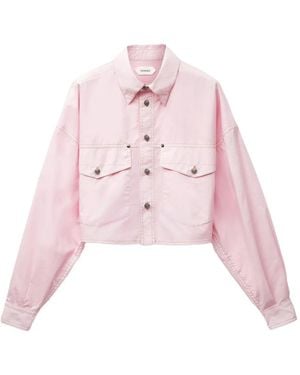 Versace Cotton-Poplin Crop Shirt - Pink