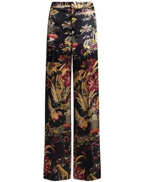 Etro Floral-Print Satin Trousers - White