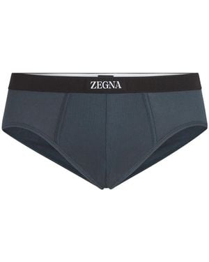 ZEGNA Logo-Waistband Briefs - Black