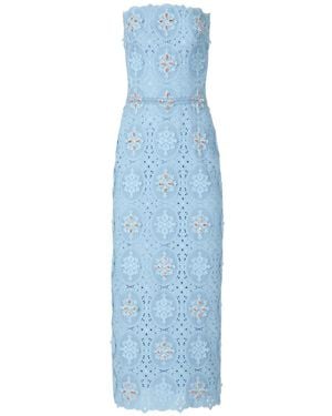 Costarellos Renelle Crystal-Embellished Embroidered Midi Dress - Blue