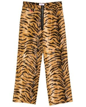 Martine Rose Tiger-Print Zip-Fly Trousers - Yellow