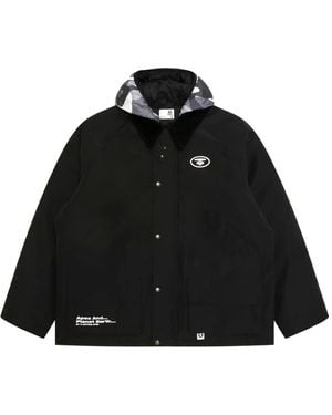 Aape By A Bathing Ape Giacca Con Stampa Camouflage E Cappuccio - Nero