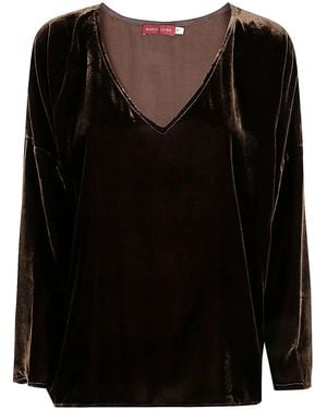 BIANCO LEVRIN Velvet V-Neck Top - Black