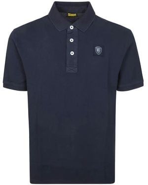 Blauer Piquet Polo Top - Blue