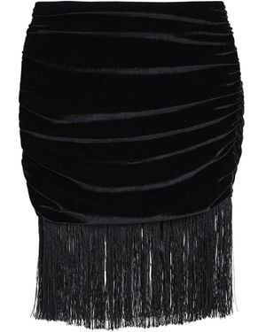 Amir Slama Fringe-Detail Velvet Skirt - Black