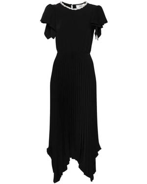 Nissa Crystal-Embellished Pleated Dress - Black