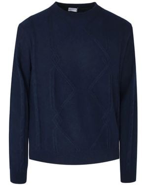 Pal Zileri Cable-Knit Diamond-Pattern Sweater - Blue