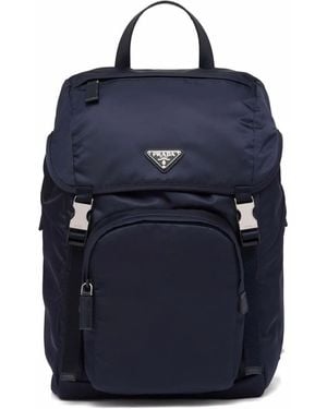 Prada Re-Nylon Triangle Logo Backpack - Blue
