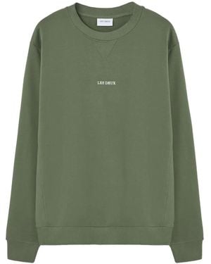Les Deux Embroidered-logo crew-neck sweatshirt - Verde