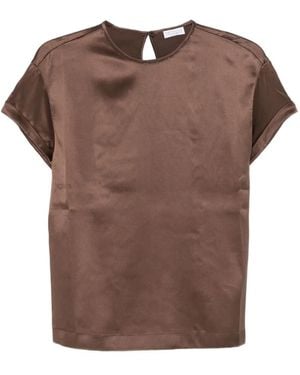 Brunello Cucinelli Blusa Con Decorazione - Marrone