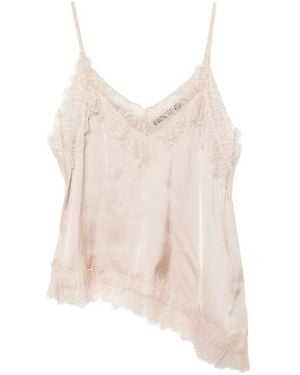 Luisa Cerano Lace-Trim Asymmetric Blouse - Natural