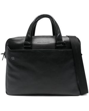 Piquadro Zip-Fastening Leather Briefcase - Black