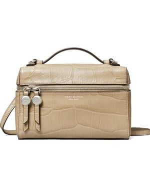Tory Burch Slim Romy Croc-Embossed Top-Handle Bag - Natural