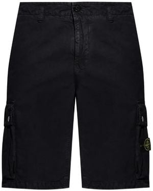 Stone Island Logo-Patch Cargo Shorts - Black